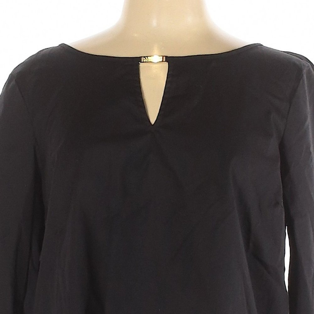 NWT Company Ellen Tracy Black Bell Sleeve Split-Neck Blouse Size L MSRP $69.50 - Picture 3 of 4